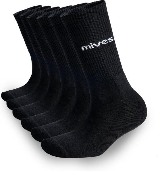 TENNIS & FITNESS SOCKS 40-45 BLACK - 6 PAIRS