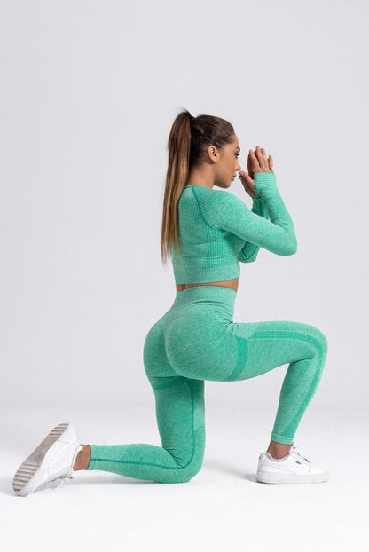 LADIES GREEN SPORT LEGGINGS